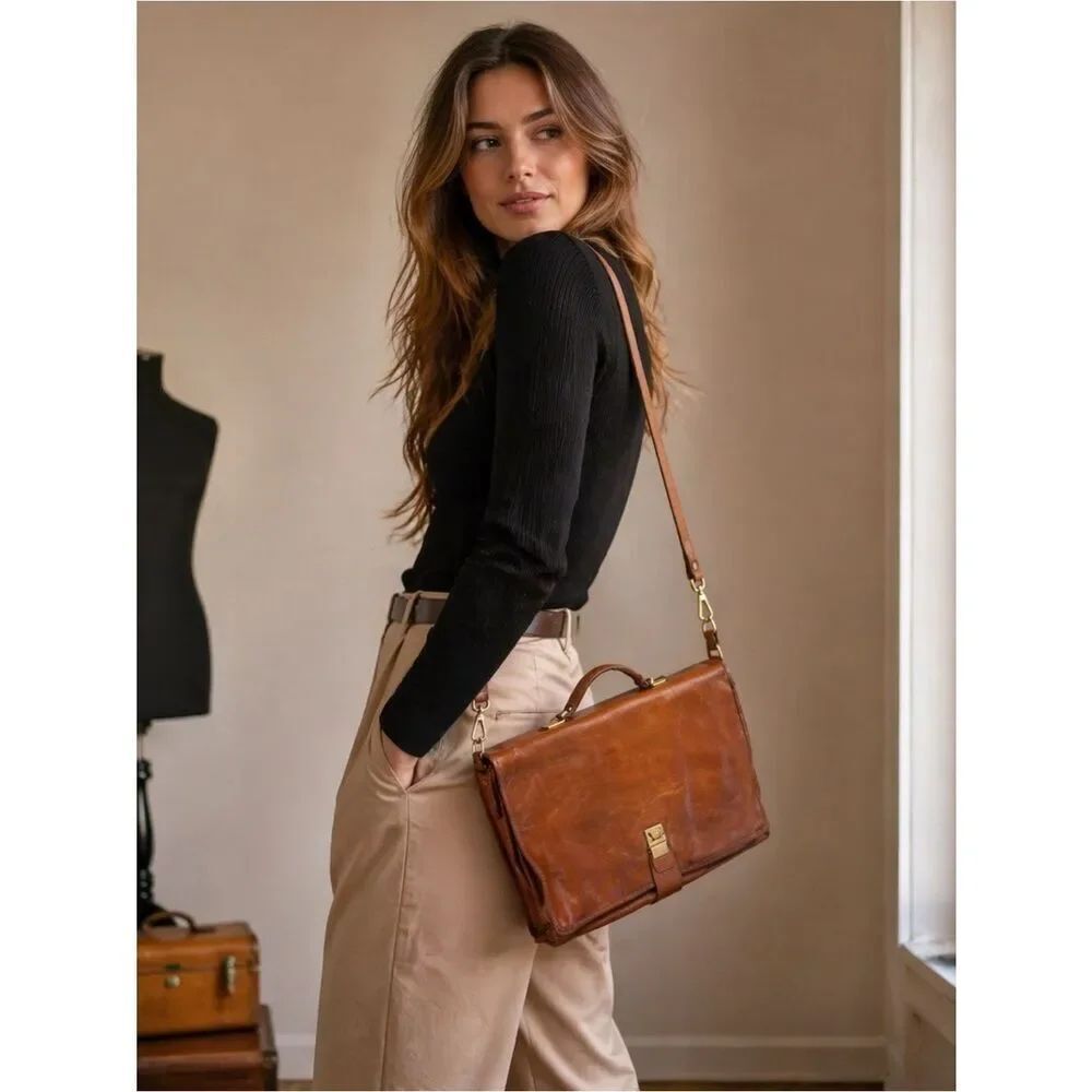 Vintage Parri’s Firenze Tan Leather Women's Laptop Bag